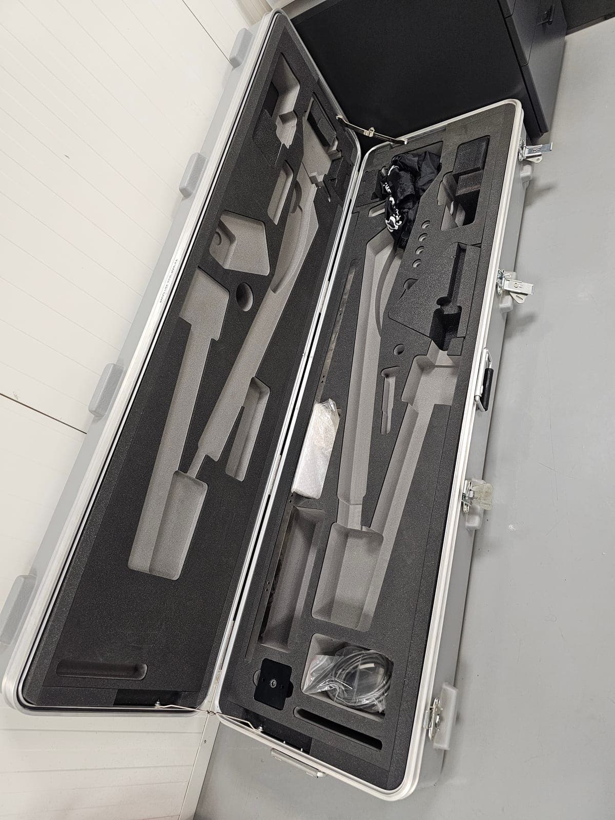 The fitted transport case, open